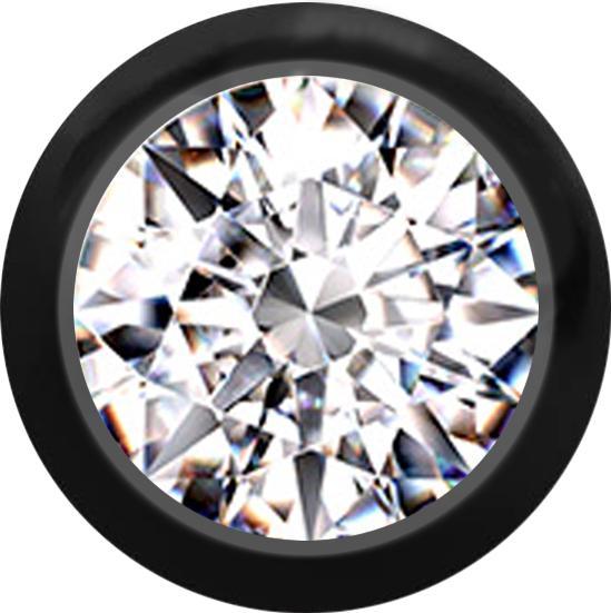 Image du produit Star Piercing Boule noire avec cristal argenté (Acier chirurgical 316L, sans laiton)