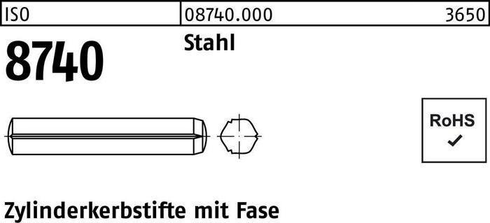 Produktbild Zylinderkerbstift ISO 8740 m.Fasen 2,5 x 8 Stahl ISO 8740