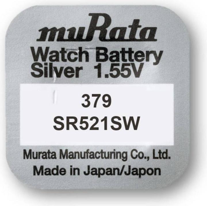 Actual product image Murata Button cells 379 (SR63, 16 mAh)