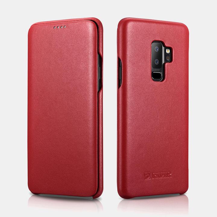 Actual product image iCarer Samsung Galaxy S9 Plus - Echtleder Flip Case rot (RS992002-RD) (Samsung Galaxy S9+)