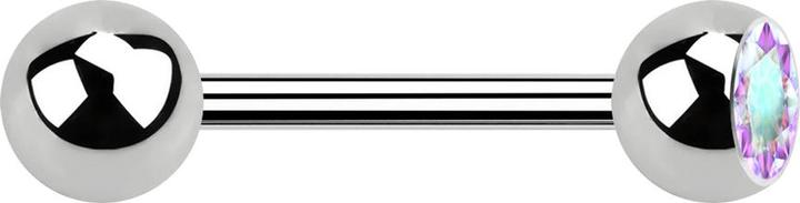 Produktbild Star Piercing Barbell silber mit Kugel und Kugel Kristall multicolor (Chirurgenstahl 316L)