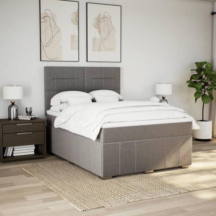 Actual product image VidaXL Box spring bed with mattress bed Double bed Upholstered bed Taupe 140x200cm (140 x 200, 140 x 200)