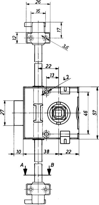 Actual product image Hekna Espagnolette lock 3080 OBJEKT UNIVERSAL SYSTEM 24 backset 38 mm, steel