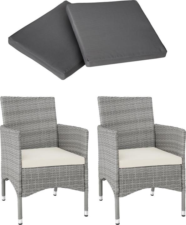 Immagine prodotto tectake 2 Sedie da giardino in rattan + 4 rivestimenti di ricambio