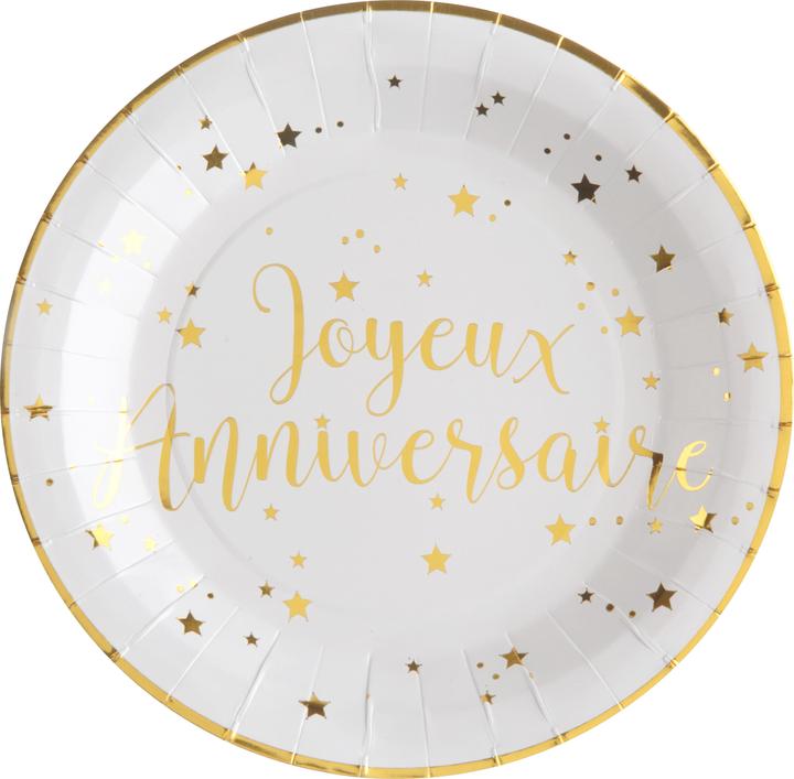 Actual product image Santex Assiettes 'Joyeux Anniversaire' Gold (10 pieces) (10 x)