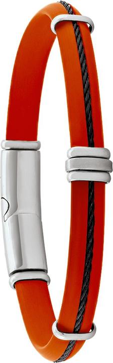 Jourdan Armband aus rotem Kautschuk, Stahl, Kabel aus schwarzem PVD-beschichtetem Stahl (23 cm, Gummi, Stahl)