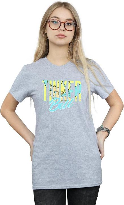 Actual product image Disney Womens/Ladies Tinker Bell Wording Infill Cotton Boyfriend T-Shirt (XL)
