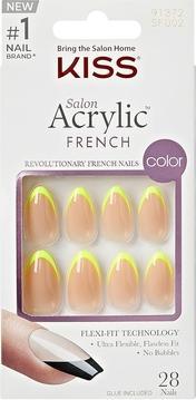Produktbild KISS Adhesive nails Salon Acrylic French Color - Hype 28 pcs (Nagelkleber, Neon Yellow)