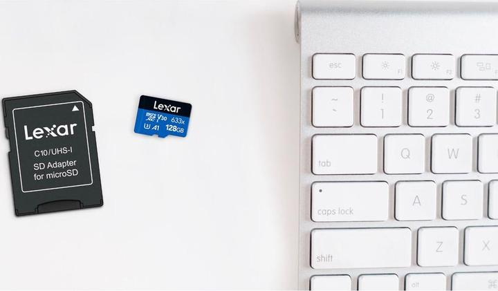 Actual product image Lexar High performance 633x microSDHC/microSDXC UHS-I U3 (128 GB, microSDXC, U3, UHS-I)