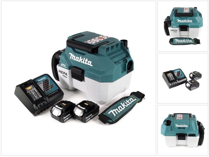 Actual product image Makita DVC 750 LRGX1 Battery Vacuum Cleaner Wet and Dry 18 V portable + 2x 6.0 Ah battery and charger (Wet dry vacuum cleaner)