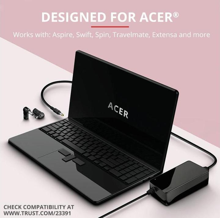 Image du produit Trust Adaptateur secteur 90 W Maxo pour ordinateurs portables Acer (90 W)