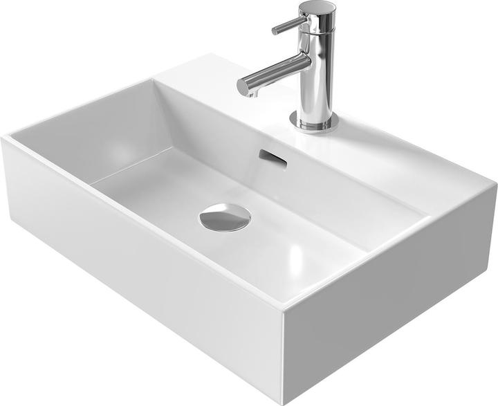 Emke Aufsatzwaschbecken Keramik Waschbecken Eckiger Hängewaschbecken Waschtisch, Modernes Design für (365 mm, 515 mm)