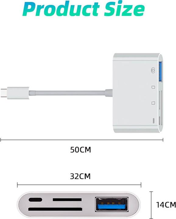 Produktbild PhoneLook USB-C-Lesegerät für SD- & Micro-SD-Speicherkarten und USB (4 in 1) für MacBook & iPad