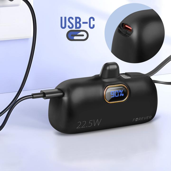Image du produit Forever mini power bank MTB-100 22.5W 5000 mAh Lightning noir (5000 mAh)