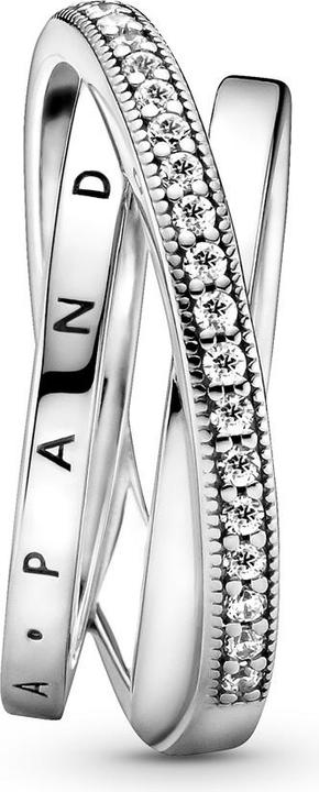 Image du produit Pandora Bague à triple ruban pavé Crossover Logo (60, Argent 925)