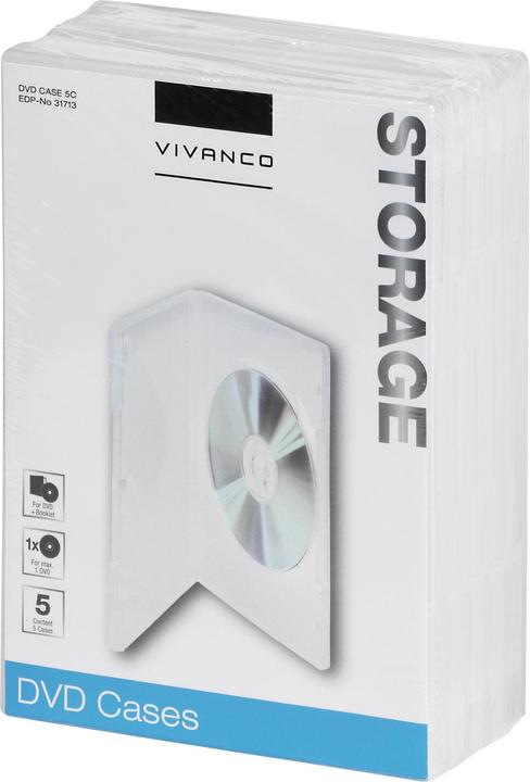 Actual product image Vivanco DVD Case for one DVD, pack of 5, transparent