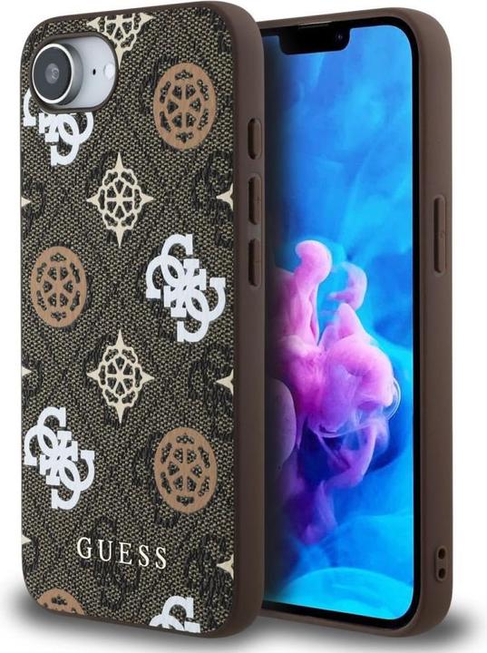 Actual product image Guess 4G Peony Pattern Case für Apple iPhone SE (2024) - brown (Apple iPhone 16e)