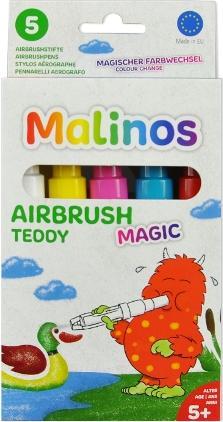 Actual product image Malinos Airbrush pens Magic Teddy 5colours + stencil 5+ (Multicoloured, 5 x)