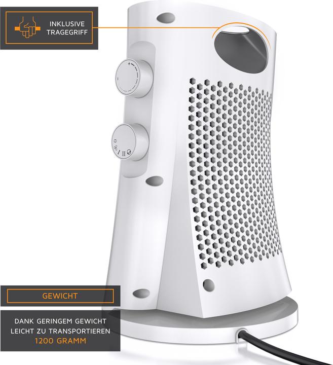 Produktbild Brandson Keramikheizlüfter 1500 W, Keramik Heizlüfter mit Tragegriff & Oszillation, Badezimmer Heizung (1500 W)