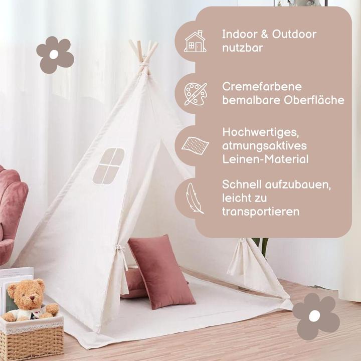 Image du produit Hermex Tipi für Kinder Zelt Spielzelt Kinderzelt Indoor-Zelt