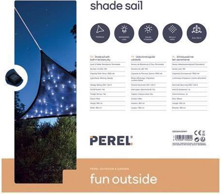 Actual product image Perel SUN SUNSAIL WITH LED STARRY SKY - TRIANGULAR - 3.6 x 3.6 x 3.6 m - DARK BLUE (3.6 x 3.6 x 3.6 m)