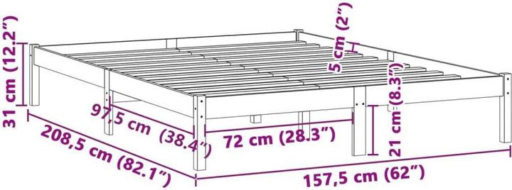 Produktbild VidaXL Bett ohne Matratze Kiefer (193 x 203 cm)