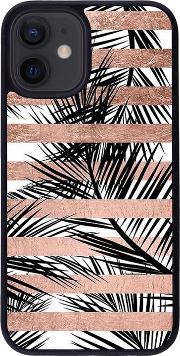 Produktbild PhoneLook Hülle Silikon schwarz Palm trees gold stripes (Apple iPhone 12 mini)