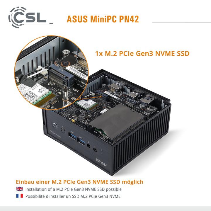 Immagine prodotto CSL Mini PC ASUS PN42 N200 / 1000 GB M.2 SSD / 16 GB RAM / Win 11 Home (Intel N200, 16 GB, 1000 GB, Grafica Intel UHD)