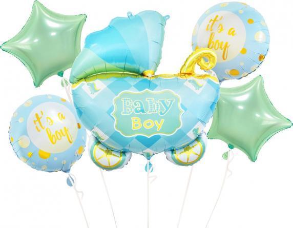 Actual product image GoDan Foil Balloons - Trolley Set blue 5 pcs BZ-HWZN