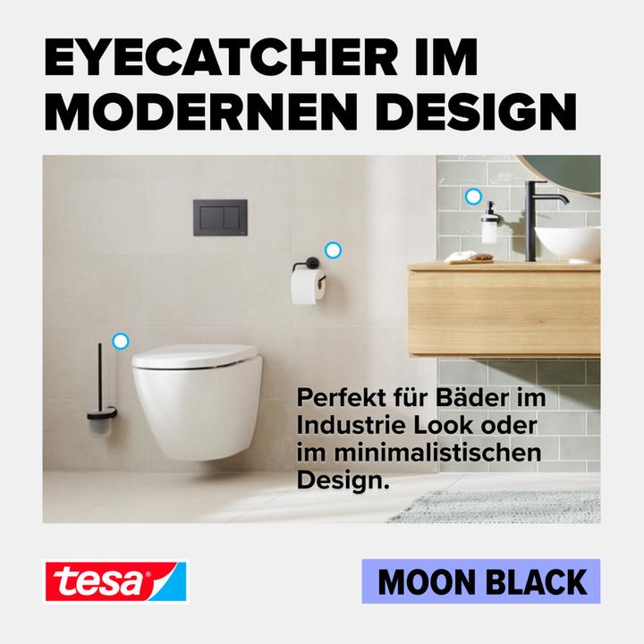 Produktbild tesa MOON BLACK Handtuchhaken inkl. Klebelösung ohne Bohren