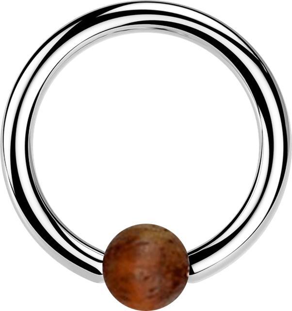 Immagine prodotto Star Piercing Anello con chiusura a micropallina in argento con pallina in legno di tamarindo scuro (Organico, Acciaio chirurgico 316L, senza ottone)