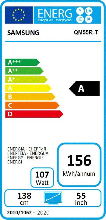 Energy Label Samsung QM55R-T (3840 x 2160 Pixels, 55")