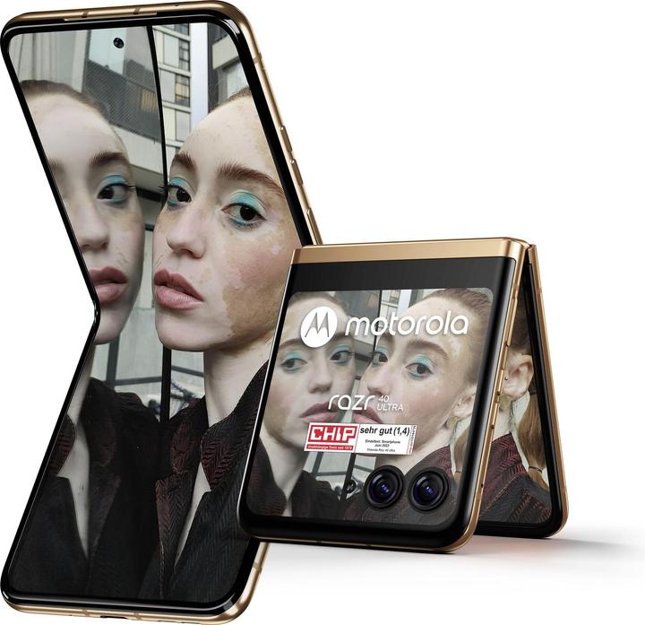 Actual product image Motorola Razr 40 Ultra Orange (256 GB, Peach Fuzz, 6.90", SIM + eSIM, 12.58 Mpx, 5G)