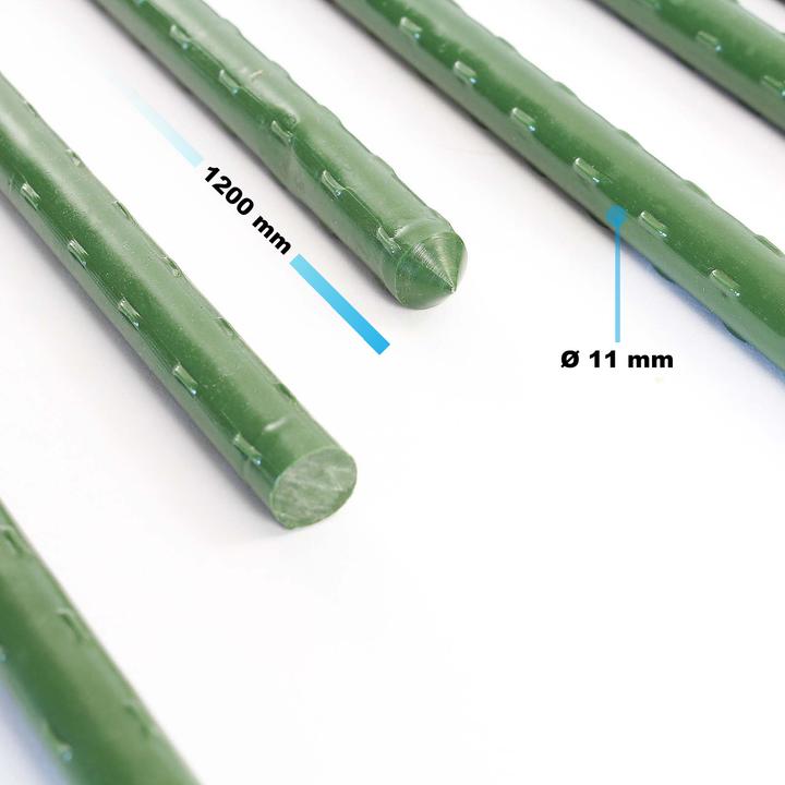 Image du produit Wiltec Toboli 10x tuteur vert 120cm Ø11mm tuteur métal plastique tuteur tomate (120 cm, 1.10 cm)