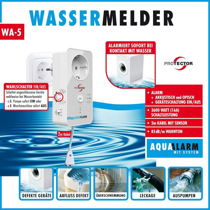 Produktbild M-E WA-5 - Wassermelder mit Steckdose
