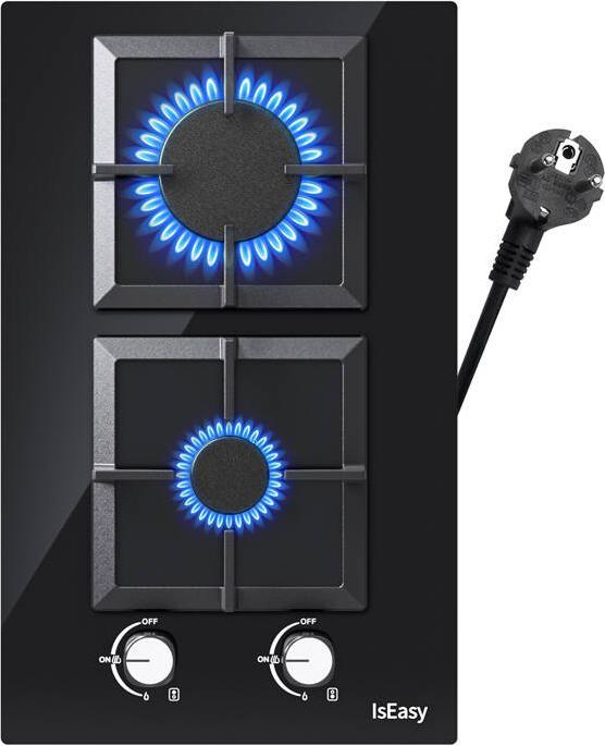Actual product image IsEasy MGBG-312S2C dual-zone glass gas stove (square)