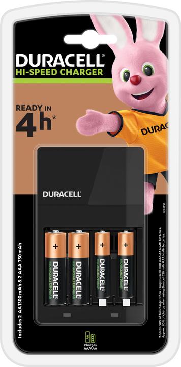 Duracell Hi-Speed Value Charger incl. 2x AA and 2x AAA (4 pcs., AA, AAA, 1300 mAh, Battery + charger)
