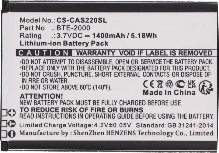 Produktbild CS Cameron Sino Akku passend für CAT S22, Caterpillar S22, S22 Flip, ersetzt BTE-2000, 3,7V 1400mAh