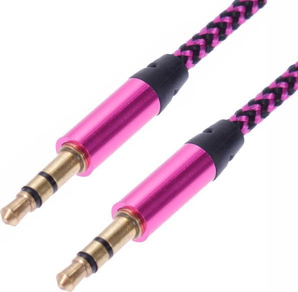 Actual product image JTI 1 m woven 3.5 mm aux cable - pink
