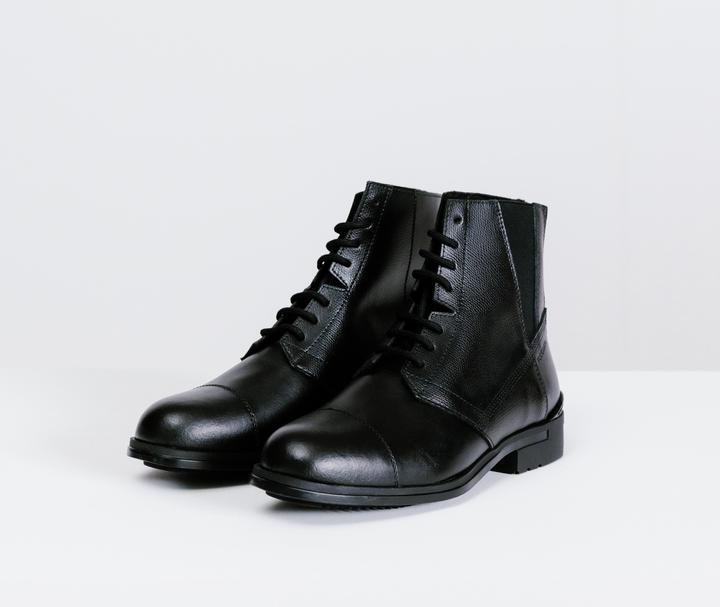 Image du produit Fouganza Boots d'équitation 500 lacées cuir femme noir (42)