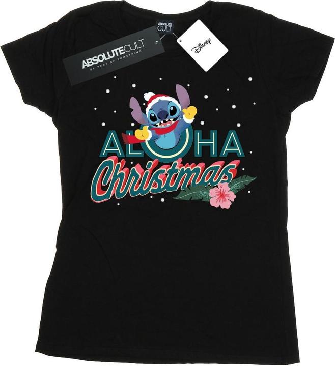 Actual product image Disney Womens/Ladies Lilo And Stitch Aloha Christmas Cotton T-Shirt (XXL)