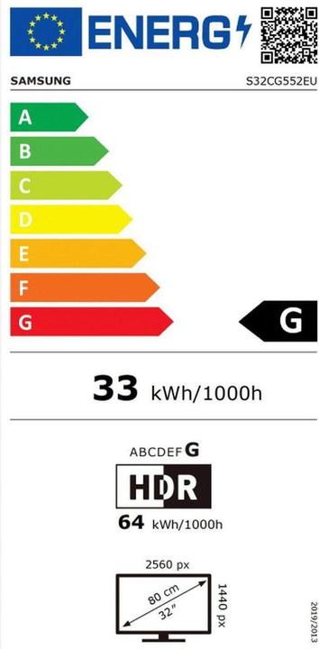 Energie-Label Samsung Odyssey G5 - G55C (2560 x 1440 Pixel, 32")