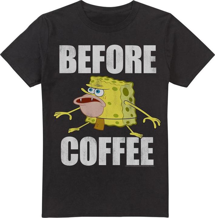 Actual product image Spongebob Squarepants Mens Before Coffee Meme T-Shirt (S)