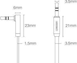 Produktbild Ugreen Audio AUX Kopfhörer Flachband abgewinkelt (3 m, 3.5mm Klinke (AUX))