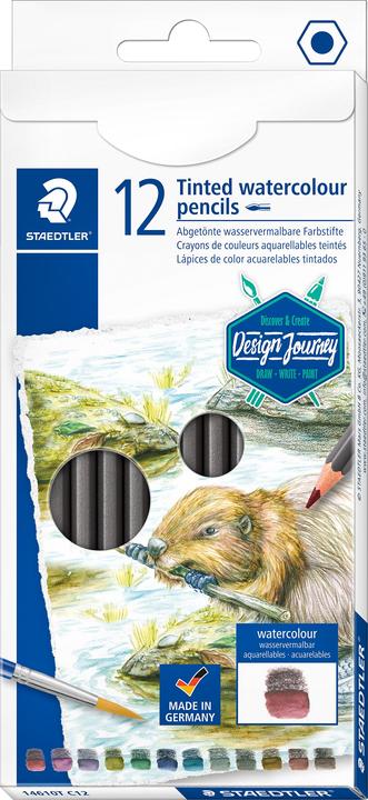 Produktbild Staedtler tinted 146 10T Abgetönter wasservermalbarer Farbstift, Kartonetui, 12 Stück, sortiert (12 Farben, 12 x)