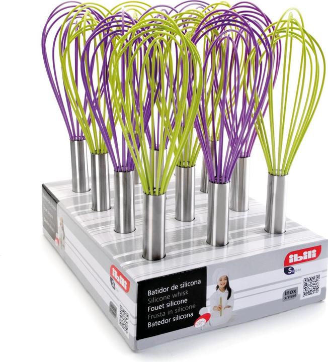 Produktbild Ibili Schneebesen Silikon grün, lila 25 cm Hitzebeständig, kratzfrei