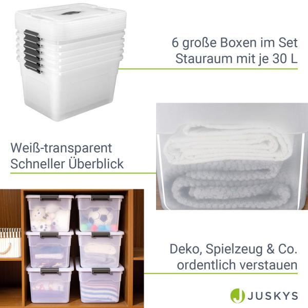 Image du produit Juskys Set de boîtes de rangement avec couvercle (33 x 45 x 26 cm, 30 l)