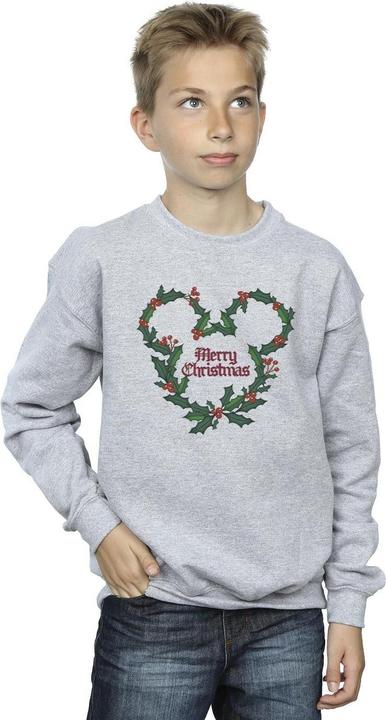 Actual product image Disney Boys Mickey Mouse Merry Christmas Holly Sweatshirt (116)