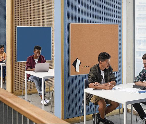 Actual product image eurokraft basic pin board, fabric covering, blue, WxH 1200 x 900 mm. (Bulletin board, 1200 x 900 mm)
