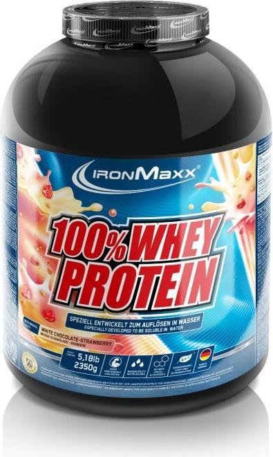 IronMaxx 100% Proteine Whey (barattolo da 2350 g) (Fragola, Cioccolato bianco, 1 pz., 2350 g)